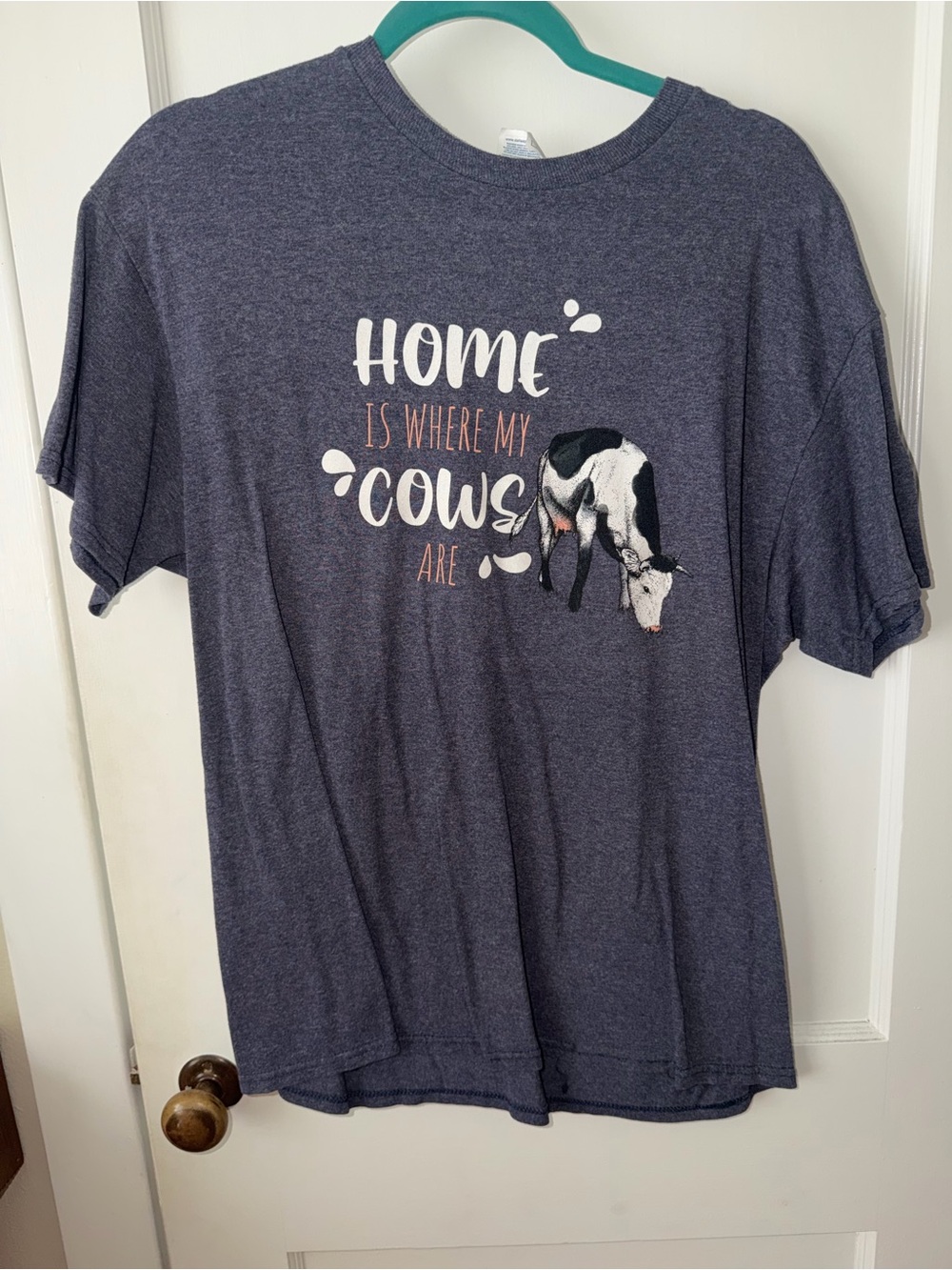 Heather Navy 'Home Is Where My Cows Are' Graphic Tee